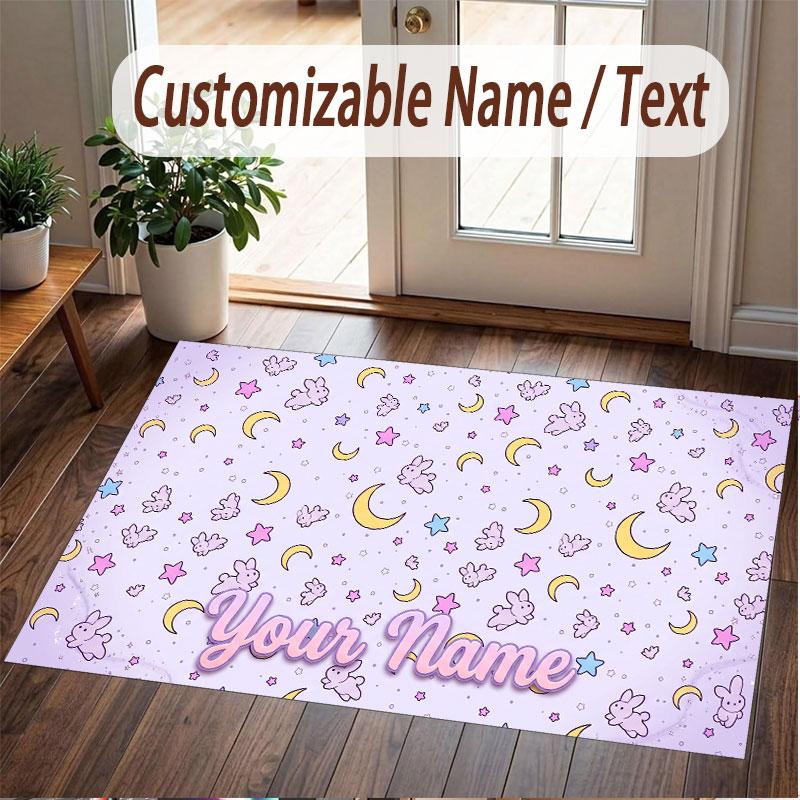 Custom Name Crystal Velvet Rug,Sailor Moon Comfortable Anti Slip Floor Mat For Room Decoration