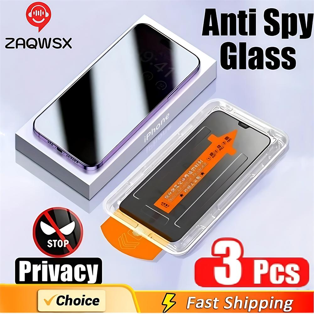3-5Pcs Dust Free Kit Privacy Anti-Spy HD Clear 9H Tempered Glass For iPhone 15 14 Plus 13 12 11 XS Pro Max X XR Screen Protector