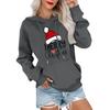 Women's Casual Comfortable Neck Hooded Long Sleeve Christmas Print Warm Sweatshirt