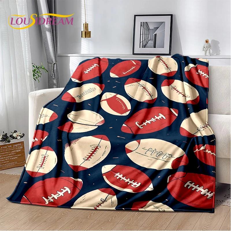 3D Rugby Field Rugby American Football Cartoon 2026 Soft Blanket,Soft Throw Blanket for Home Bedroom Bed Sofa Travel Cover Child