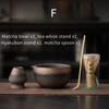 Japanese Style Gold-Plated Iron Glaze Matcha Set with Hundred-Book Stand, Tea Whisk Stand, Matcha Bowl, Song Dynasty Tea Ceremony Utensils