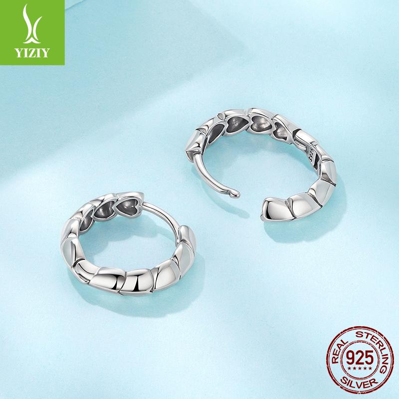 S925 Sterling Silver Love Splicing Ear Buckle, Charm Classic Heart-Shaped Three-Dimensional Earrings Earrings