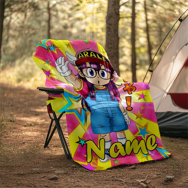 Personalized Custom Name Blanket - Arale Norimaki Print Design,Blanket for Sofa,Bed,Travel,Camping - Soft and Warm, Great Gift