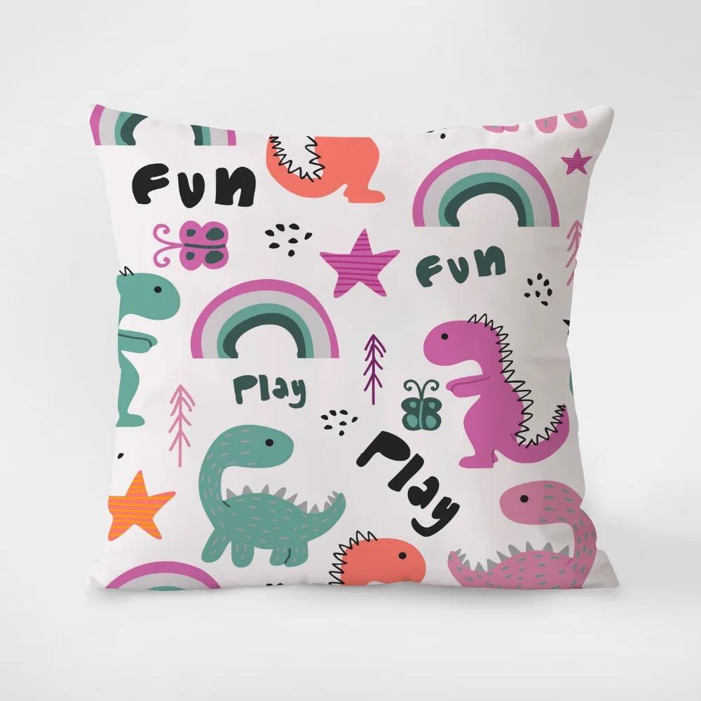 Creative Little Dinosaur Print Cartoon Pillowcase Interior Decoration Office Living Room Home Pillowcase