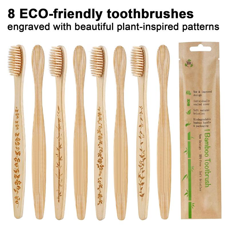 Bamboo Toothbrush Natual Color Individual Package Multiple Color Bristles High Quality Dental Clinic Eco Friendly Material
