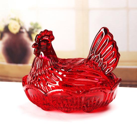 Glas Henne auf Nest Süßigkeitenschale mit Deckel Große Fußschale für Süßigkeiten Kekse Nüsse Desserts Vintage Rustikal Bonbonglas für Zuhause Küche Büro