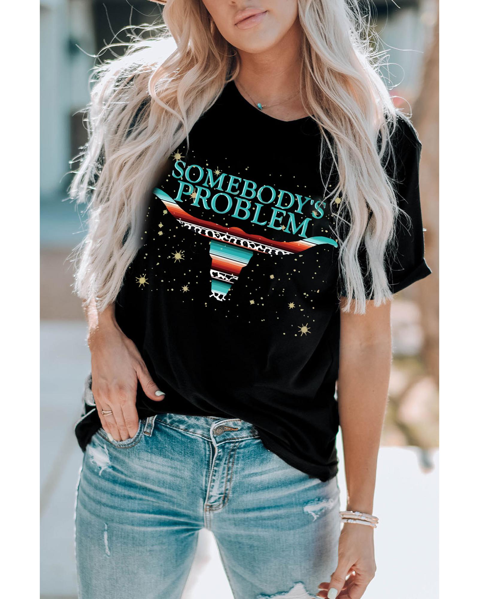 

Azura Exchange Cow Star Letter Print Graphic T-Shirt 2XL чёрный