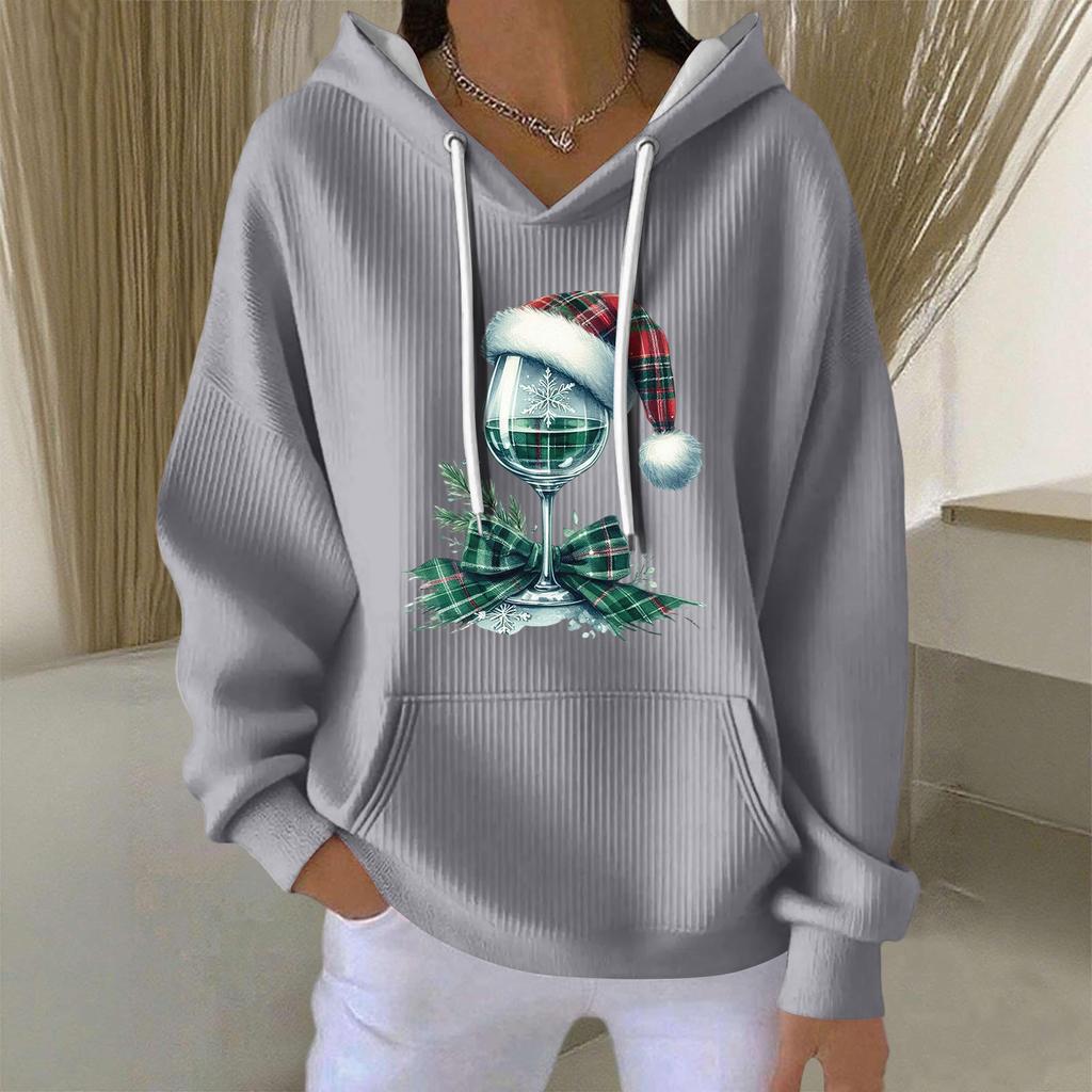 Women's Fashion Casual Christmas Angel Print Pullover Long-Sleeve Sweatshirt