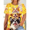 Summer Women's T-shirt Creative Fun Animal 3D Printed Short Sleeved T-shirt Fashionable Comfortable Soft Breathable Large Loose T-shirt