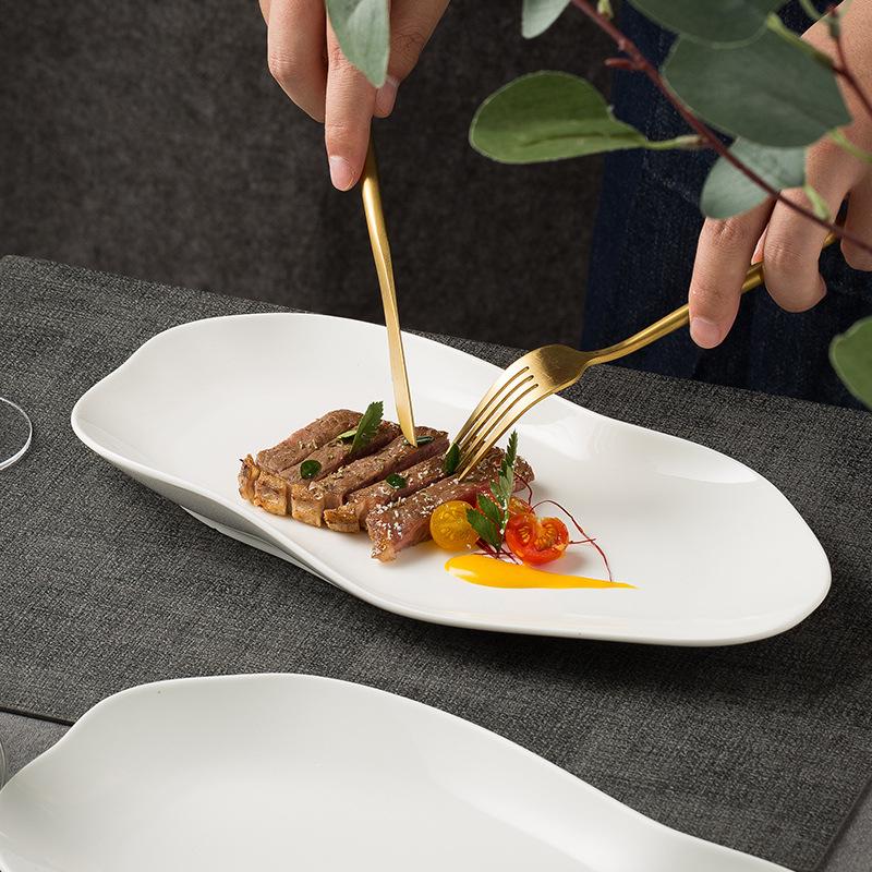 Creative Japanese Plate Irregular Shaped Long Plate Fish Plate High-End Sushi Plate Hotel Long Plate Ceramic Tableware