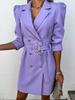 2023 Double-Breasted Lapel Suit Jacket Dress with Belt