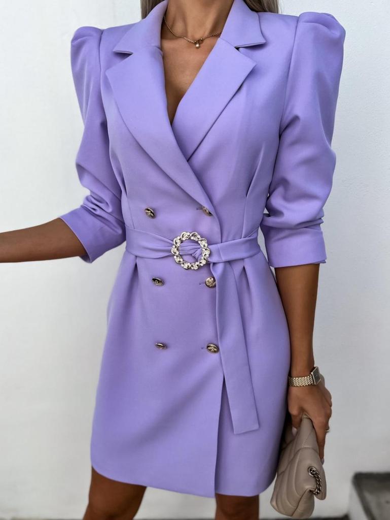 2023 Double-Breasted Lapel Suit Jacket Dress with Belt
