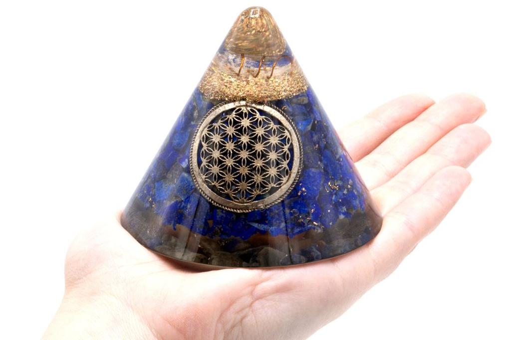 Orgonite Cone Lapis Flower of Life Quartz 90mm