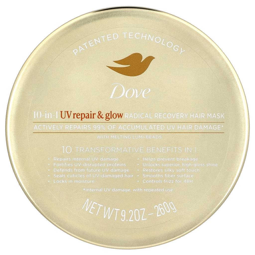 Dove, UV Repair & Glow, 10-In-1 Radical Recovery Hair Mask, 260g (9.2oz)