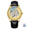 CHENXI Men's Mechanical Watches Automatic Skeleton Men's Watch Minimalist Business Style with Leather Strap Relojes Para Hombres