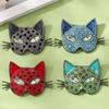 Stylish Cats Head Brooch With Glittering Crystals Versatile Accessory For Formal Attire And Casual Outfits