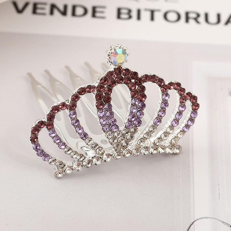 Girls Hair Accessories Mini Crown for Kids Bling Rhinestone Tiaras Hair Combs Princess Diadem Love Heart Shaped Headbands
