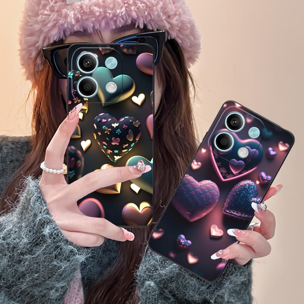 Y2K Glowing Hearts Mobile Phone Case for POCO M7 M6 M5 M4 M3 X7 X6 X5 X4 X3 Pro GT 5G Colorful Printing Cover Luxury Cover
