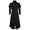 Vintage Halloween middeleeuwse Steampunk Assassin Elfen piraat kostuum volwassen mannen zwarte lange split jas gotische pantser lederen jassen