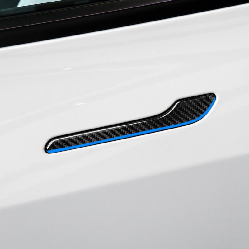 For Tesla Model 3/Y 2017-2022 carbon fiber exterior handle decoration sticker car modification