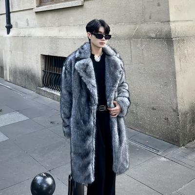 New Warm Cold-resistant Fox Fur Jacket Men's Winter Fashion Versatile Faux Fur Coat Trend