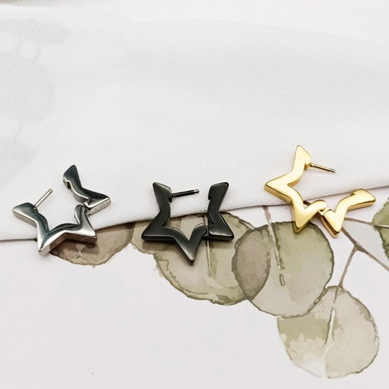 Stainless Steel Pentagram Star Ear Stud Sweet Cool Star Stud Earrings Jewelry Fashion Piercing Earrings Birthday Gift