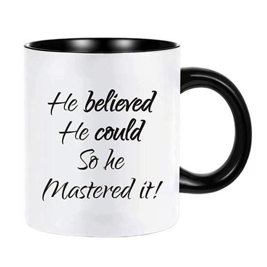 Large Capacity Coffee Cup Graduation Theme Water Cup with Ergonomic Handle Comfortable to