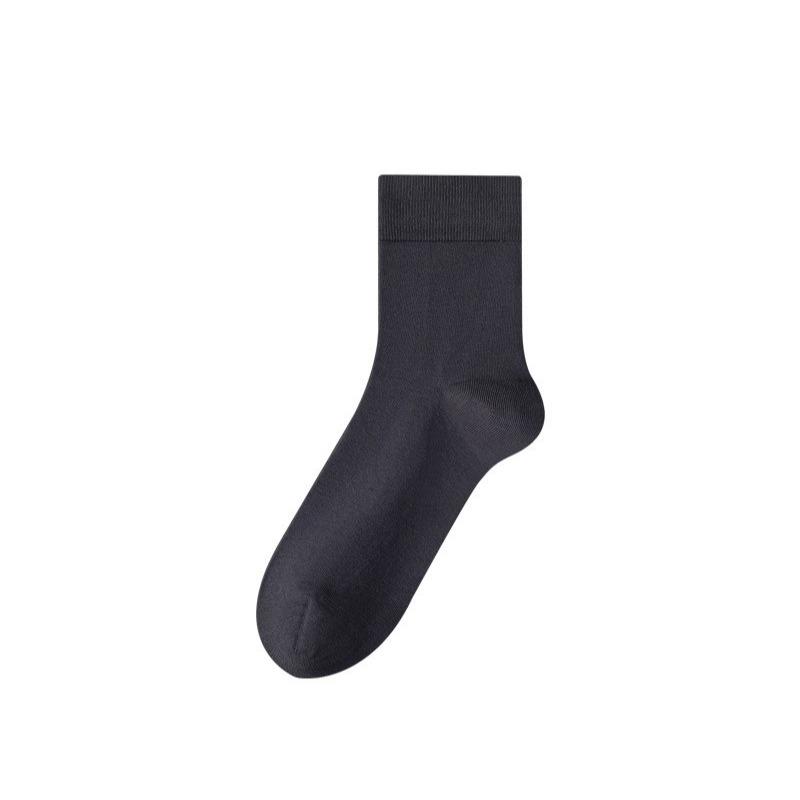Autumn and Winter Men's Black Business Socks, Men's Socks, Pure Cotton Sweat-absorbing and Deodorizing Mid-calf Socks, Antibacterial Long Calf