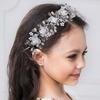 White Beaded Flower Hair Ornament for Girls, Perfect for Recitals, Weddings, and Piano Performances.