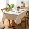 Modern Simple Waterproof Linen Bamboo Solid Color White Home Hotel Tablecloth, Plain Coffee Table Table Cloth