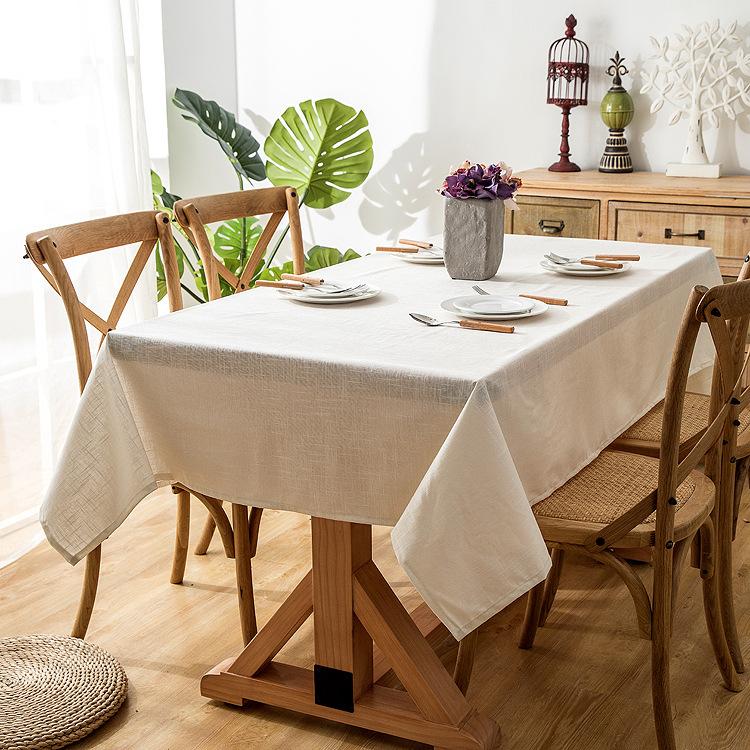 Modern Simple Waterproof Linen Bamboo Solid Color White Home Hotel Tablecloth, Plain Coffee Table Table Cloth