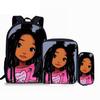 Classic Black Girl Magic Afro Lady 3D Print 3pcs/Set School Bags Laptop Daypack Backpack Inclined Shoulder Bag Pencil Case