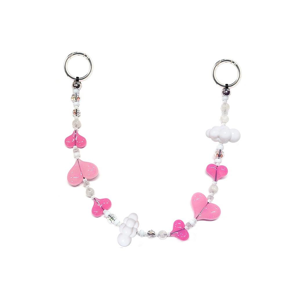 Yellow Duck Double Love Bag Pendant Y2K Charm Beads Keyring Big Size Heart Keychain  Woman Lady