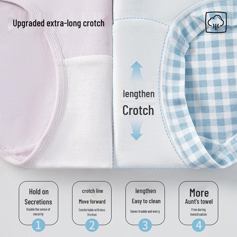 Yiershuang Women's High-Waist Antibacterial Cotton Briefs
