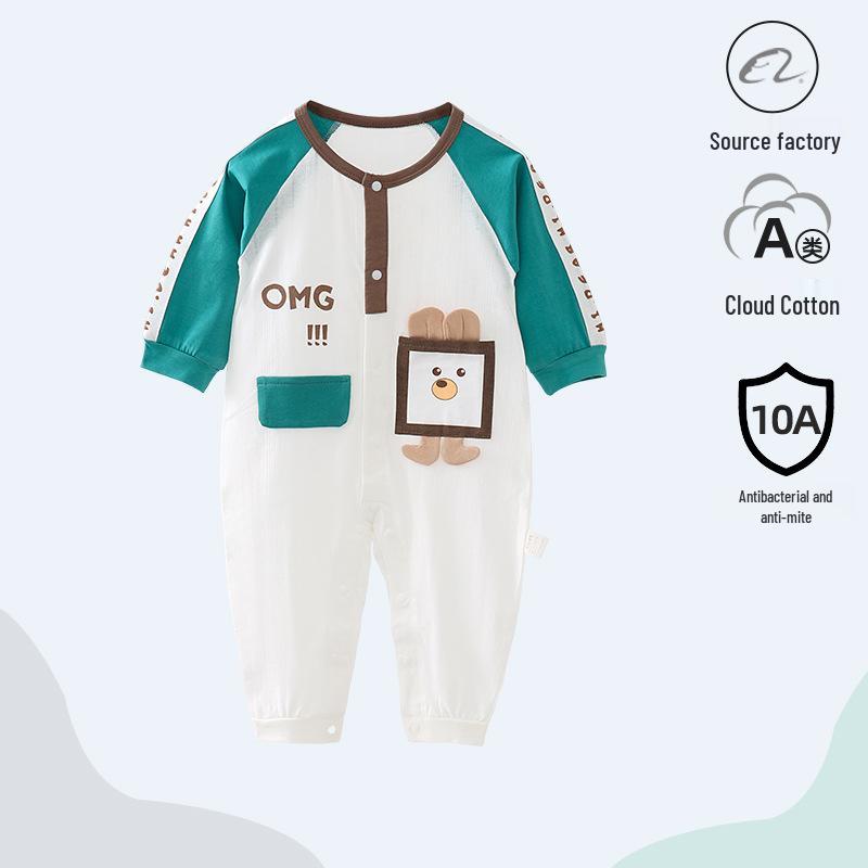 Unisex Baby Langarm Baumwoll-Strampler - Sommer Krabbel- & Hausanzug