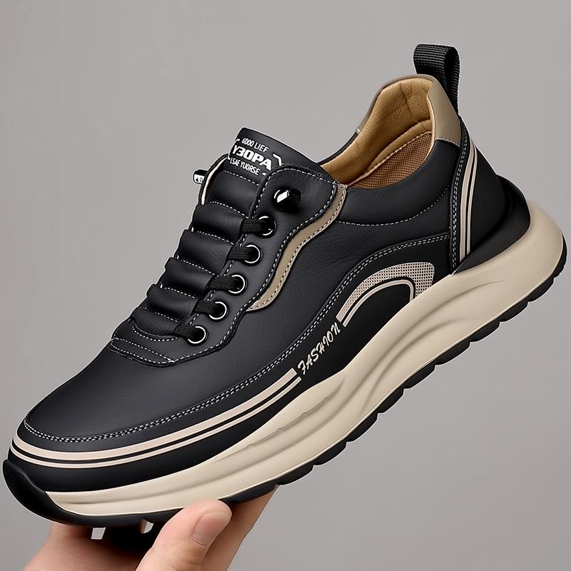 

Brand Men Casual Leather Oxford Shoe High Quality New Flat Business Shoes Comfy Soft Soled Lace-Up Outdoor Walking Shoes 44 чёрный