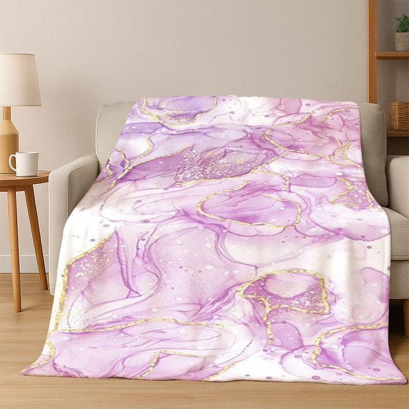 Lussuosa Coperta in Flanella Colorata Marmo Oro Nero Morbida Calda Coperta Plaid per Camera da Letto Soggiorno Letto Viaggio Picnic