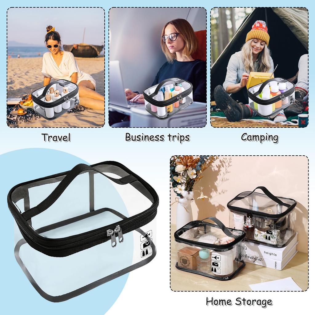 2 X Clear Travel Toiletries Bag Cosmetic Toiletry Pouch Liquids Makeup Organiser