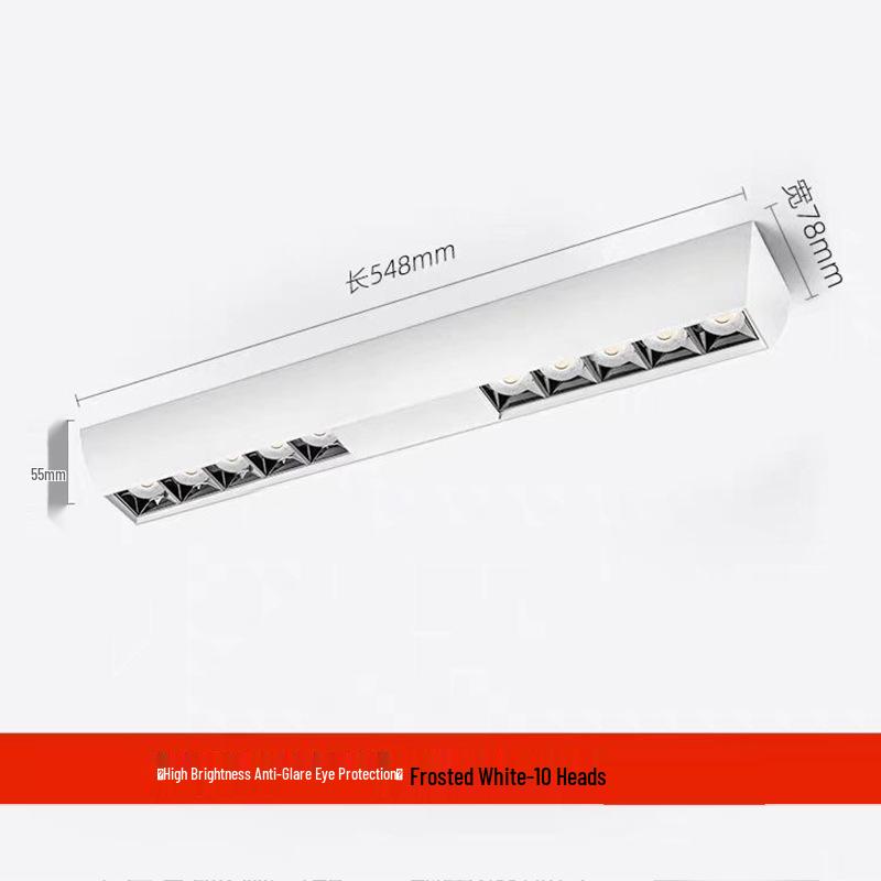 Linear Track Surface-Mounted LED Ceiling Spotlight, 30W, Anti-Glare, 6 Heads for Living Room/Bedroom