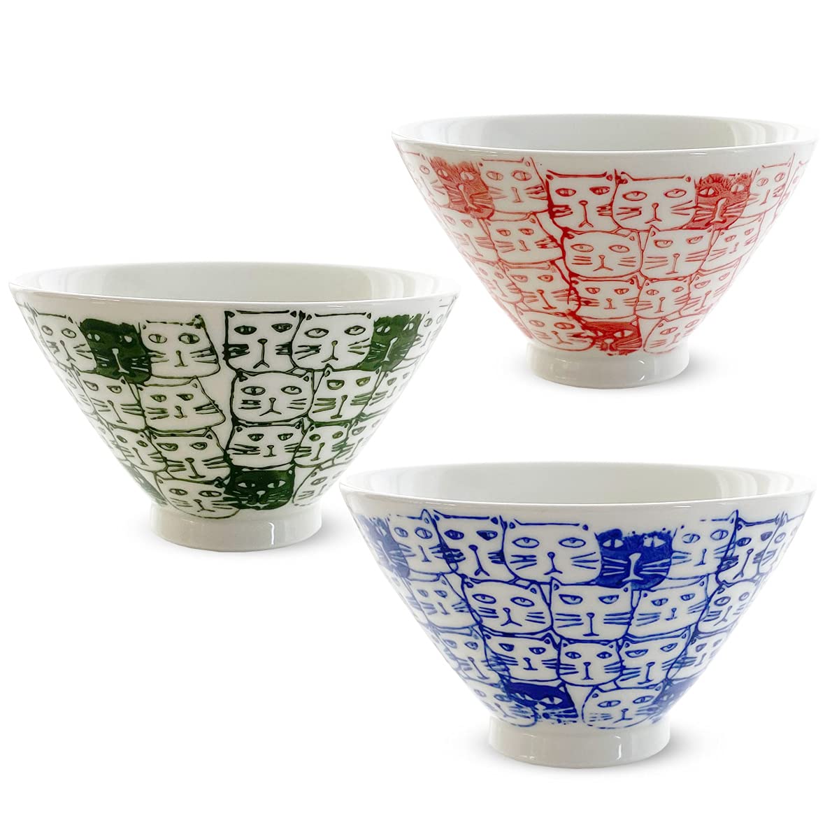 

Kunzan Kiln Tea Bowl Rice Bowl Set of 3 Cats J-kitchens