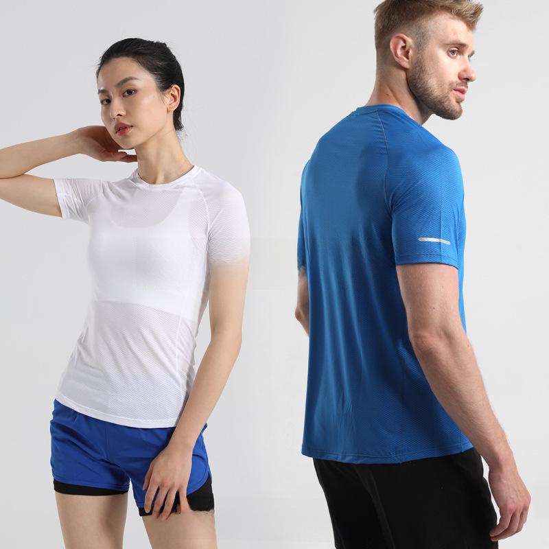 Unisex Quick-Dry Mesh Running T-Shirt with Reflective Design