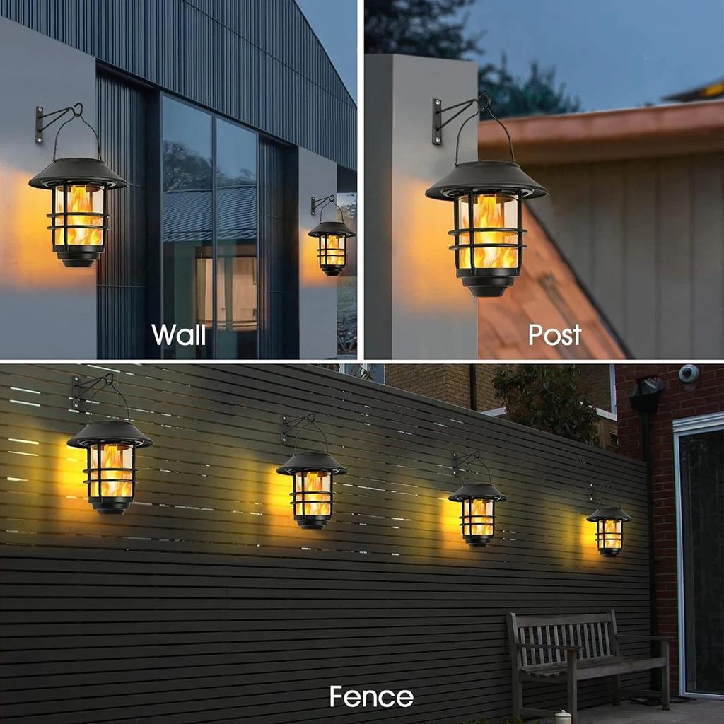 1PC Solar Wall Lantern Outdoor Flickering Flames Solar Light Outdoor Hanging Solar Lamp Wall Mount for Front Porch Yard