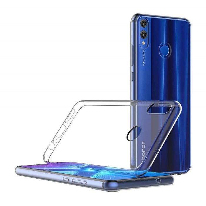 Protective Case - Phonillico® - Huawei Honor 8X - Transparent Silicone - Tempered Glass - Ultra Slim