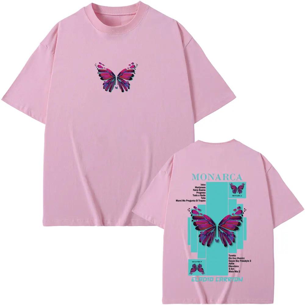 Rapper Eladio Carrion Monarca Merch Tshirt Men Women Clothing Fashion Hip Hop Oversized T Shirts Mens Casual Vintage Tshirts