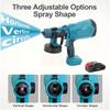1000ML Electric Spray Gun High Power Cordless Paint Sprayer HVLP Auto Furniture Steel Coating Airbrush For Makita 21V Battery