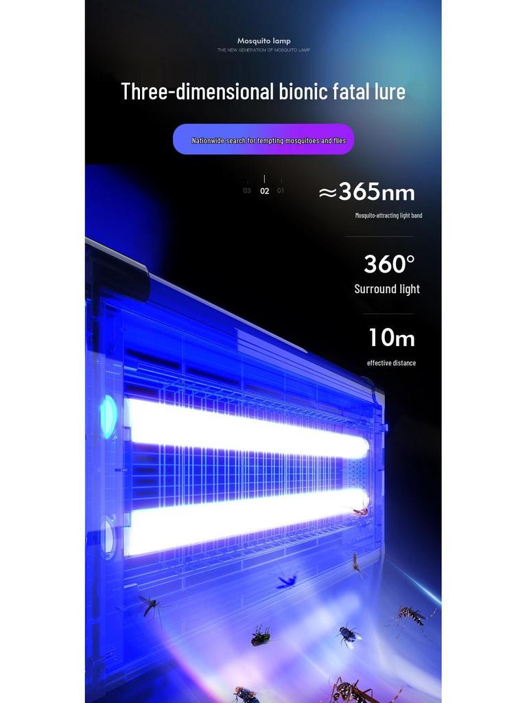 Outdoor LED Mosquito Fly Trap Lamp - Hanging Vertical Pest Control for Restaurants, Workshops, and Farms