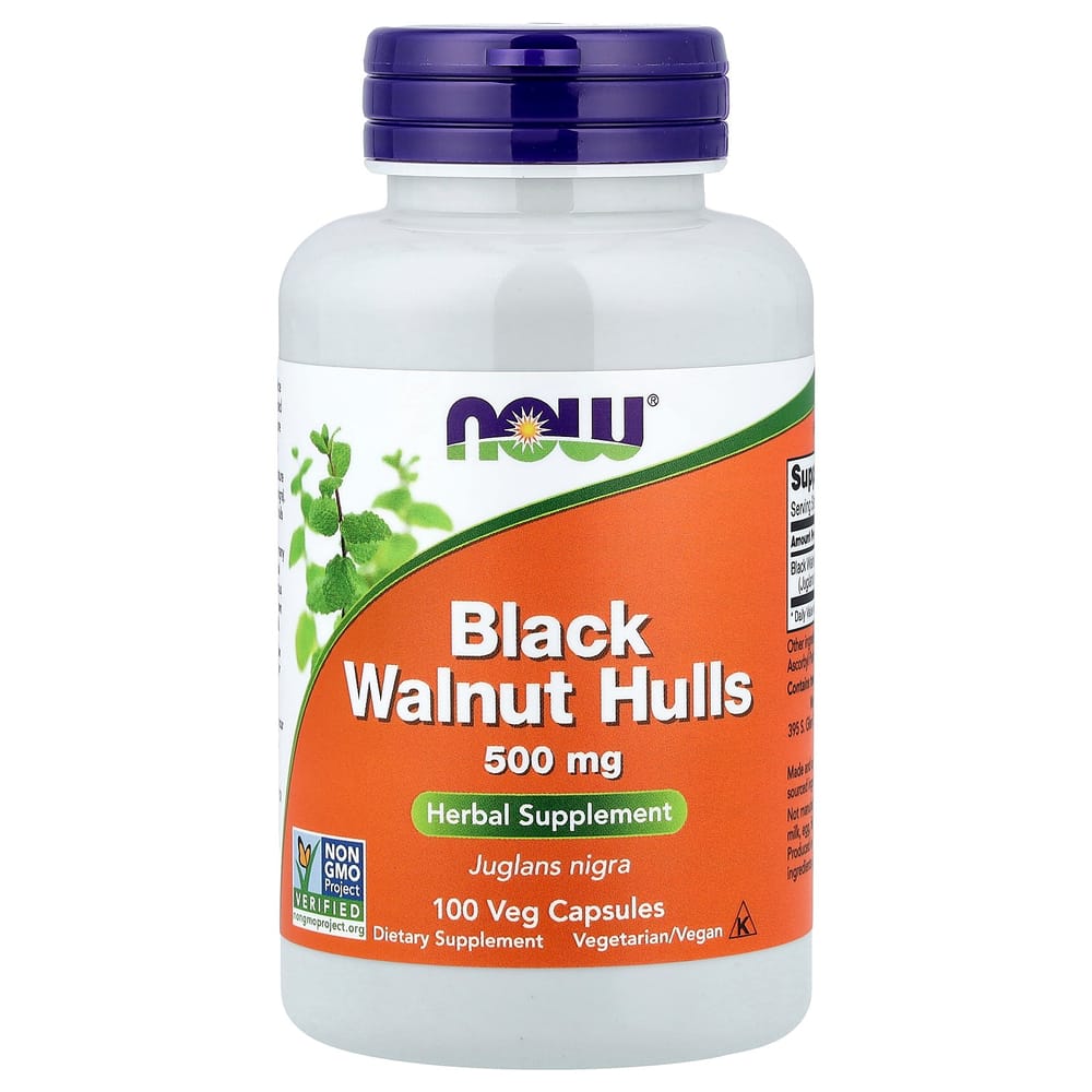 Now Foods Black Walnut Hulls 500mg Veggie Capsules, 100 Count