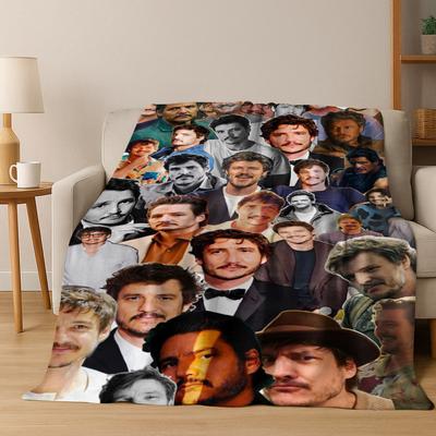 2025 New Pedro Pascal Actor Star Art Flannel Blanket,Cozy Soft Throw Blanket for Home Bedroom Bed Sofa Picnic Cover Kids Gift