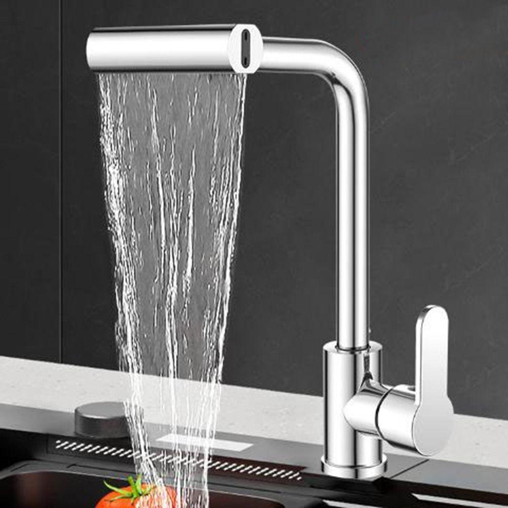 Hot Cold Single Hole Waterfall Kitchen Faucet 360°Rotating Sink Splash-proof Faucet  for Home