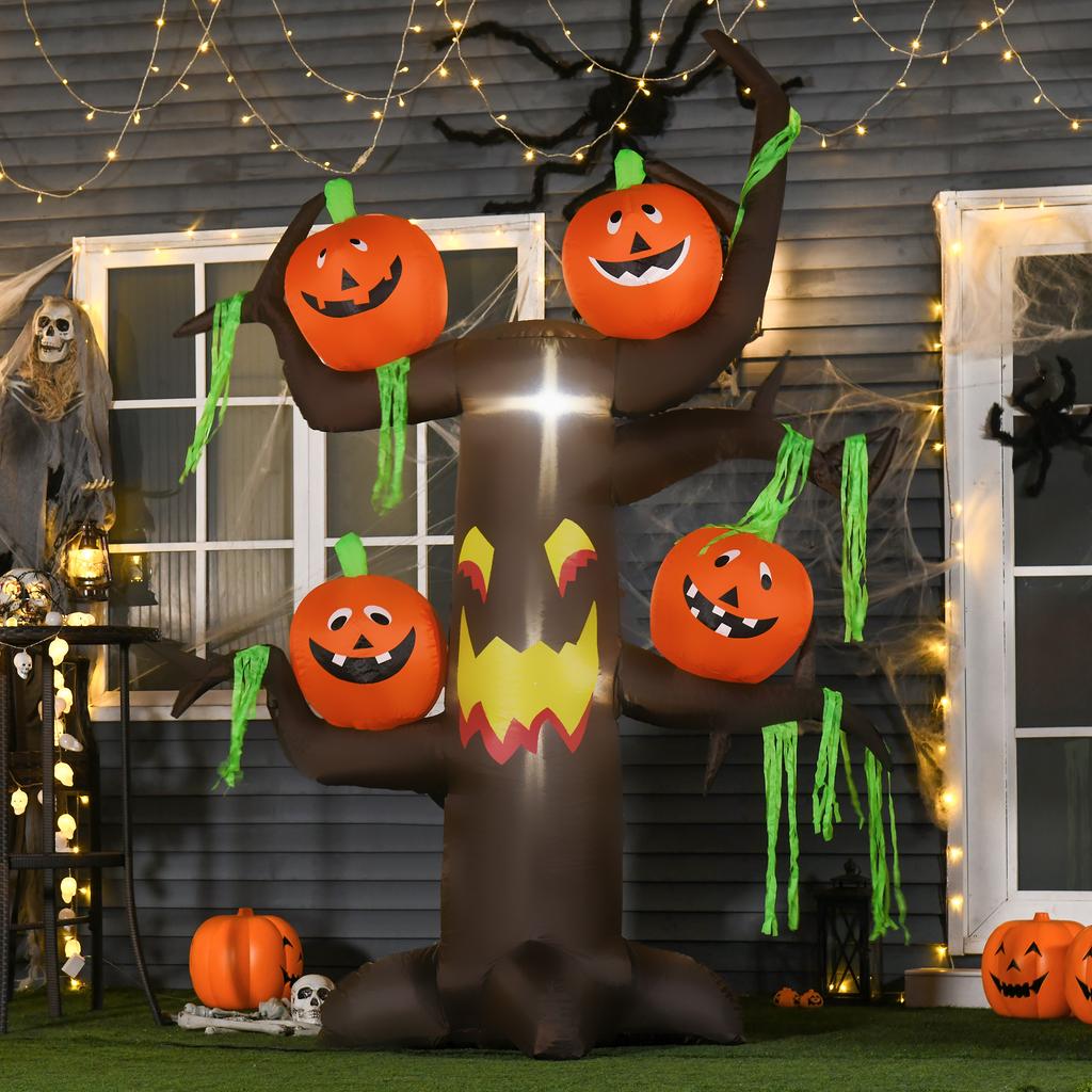 Inflatable Spooky Tree Pumpkin Halloween Decoration Figure Air Figure with LED Lighting, Polyester, 180x80x240cm